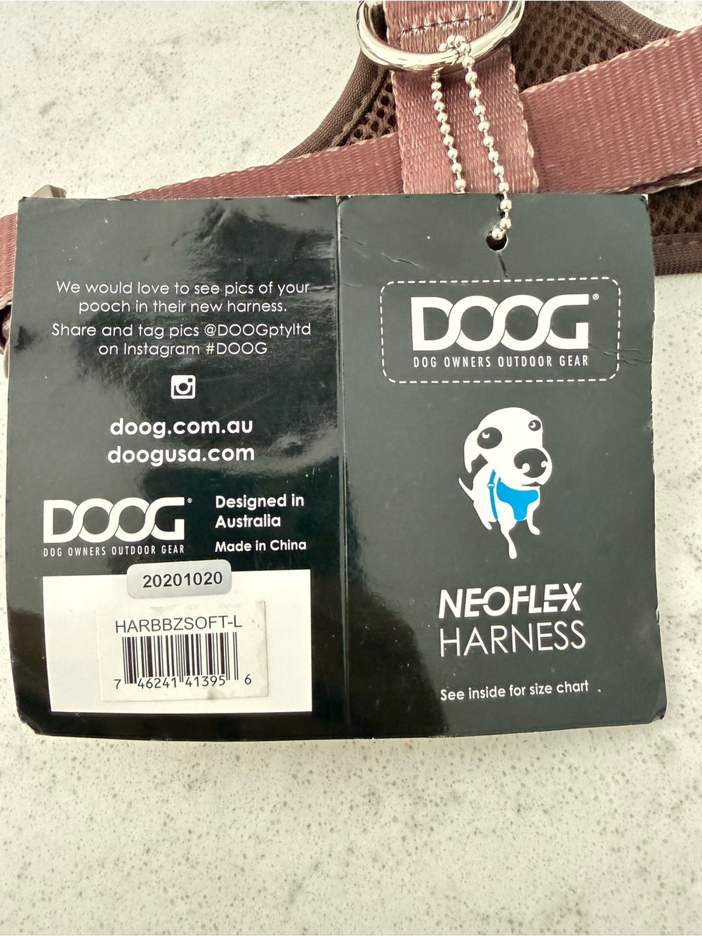 NWT-DOOG Neoflex Soft Harness- Benji- Teal/Brown Chevron Sz Large - Picture 4 of 9